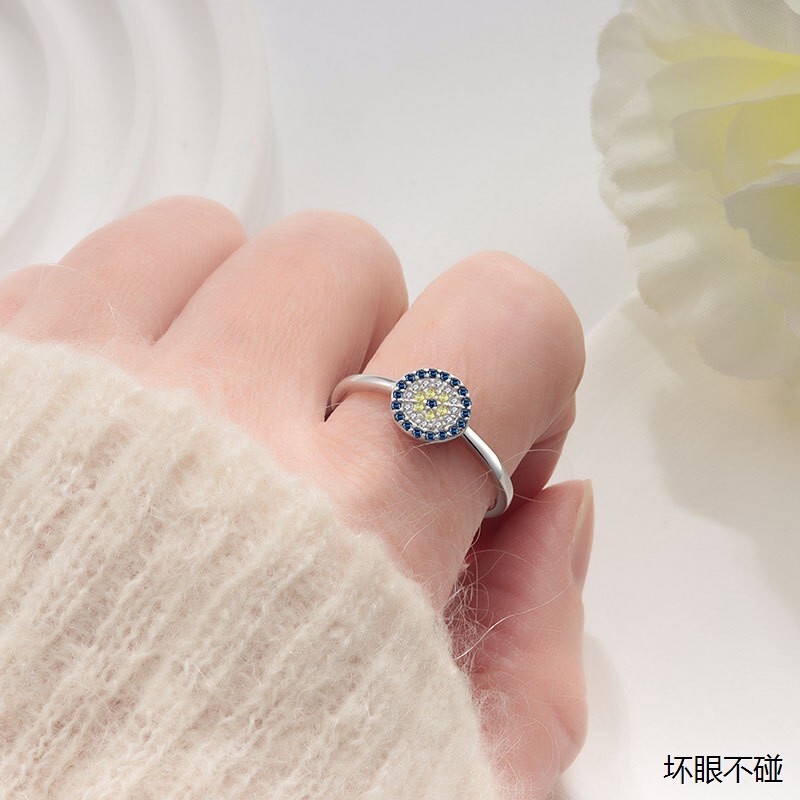 Amazon's Popular Devil's Eye Ring for Women, Versatile Epoxy Blue Eye Ring, Hot-Selling Blue Eye Ring Set for Foreign Trade