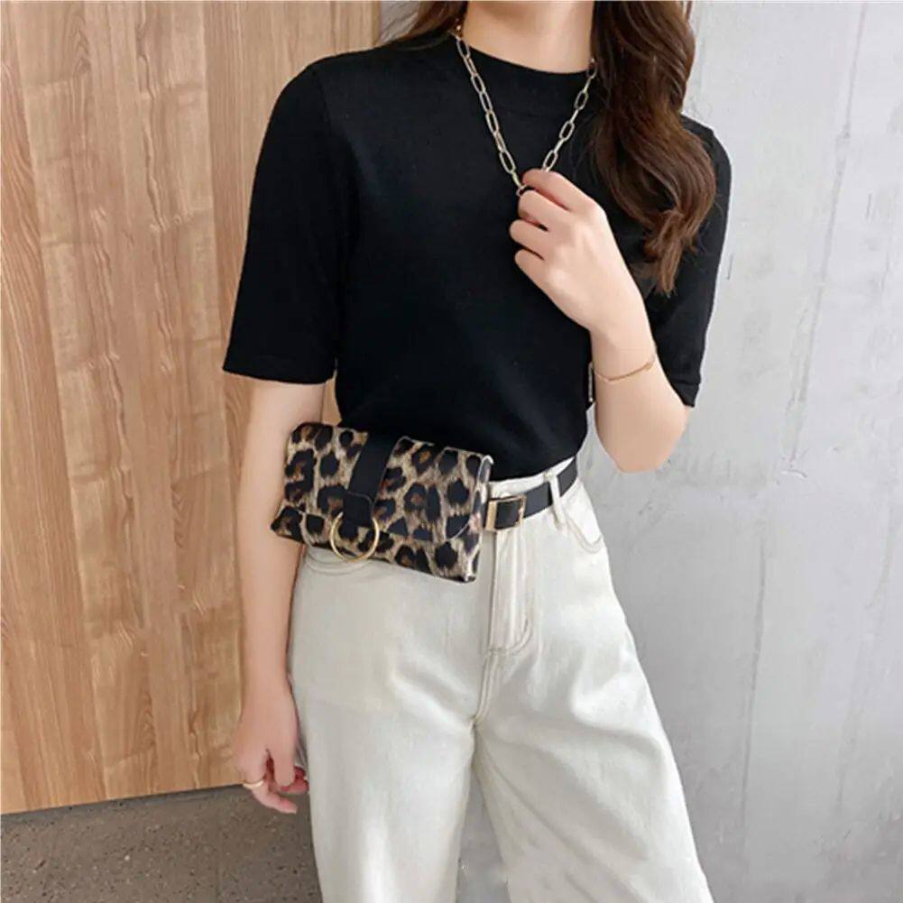 Клатч mini waist bag 2 in 1 leopard stripe coin purse ladies belt