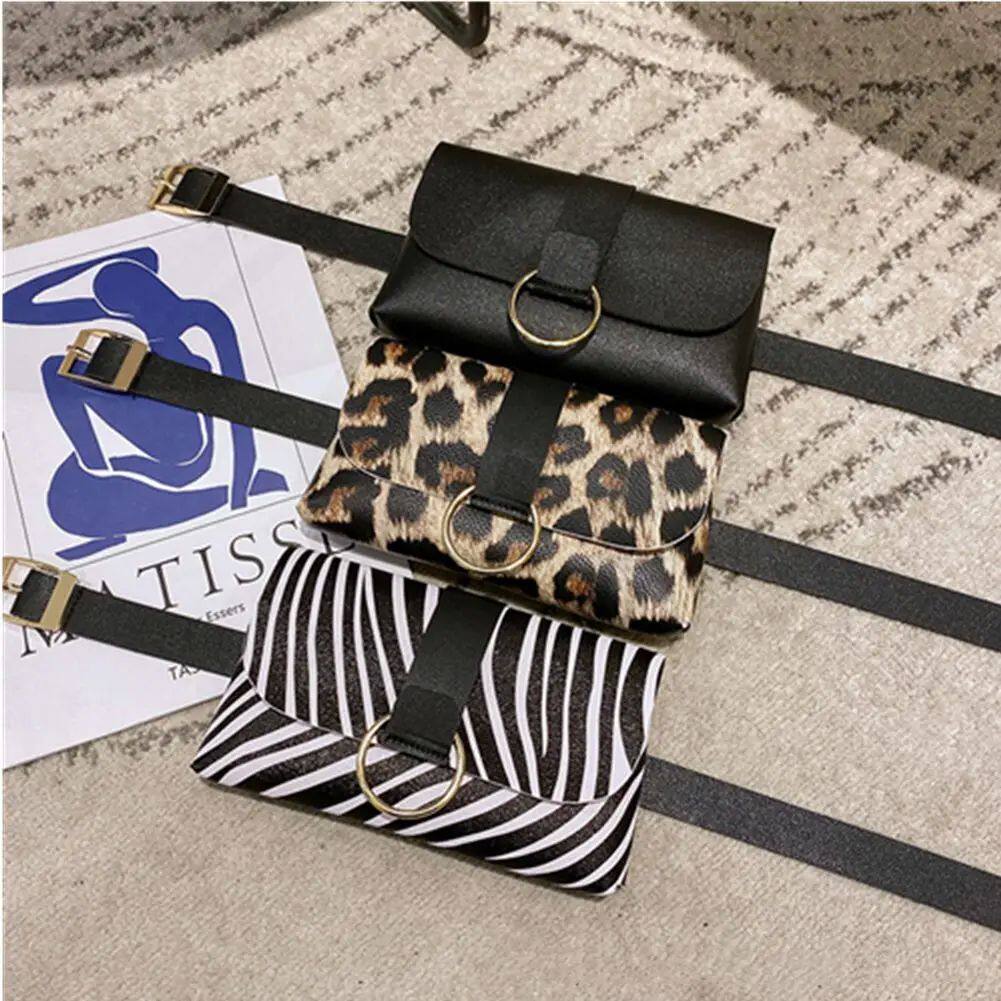 Клатч mini waist bag 2 in 1 leopard stripe coin purse ladies belt