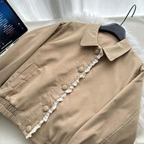 Vanilla Croissant Short Jacket Womens Autumn Korean Girly Wave Edge Design Loose Top Womens Clothing