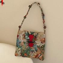 2024 New Chinese Style Summer New Flower Bag Retro Fabric Shoulder Bag Versatile Casual Lightweight Portable