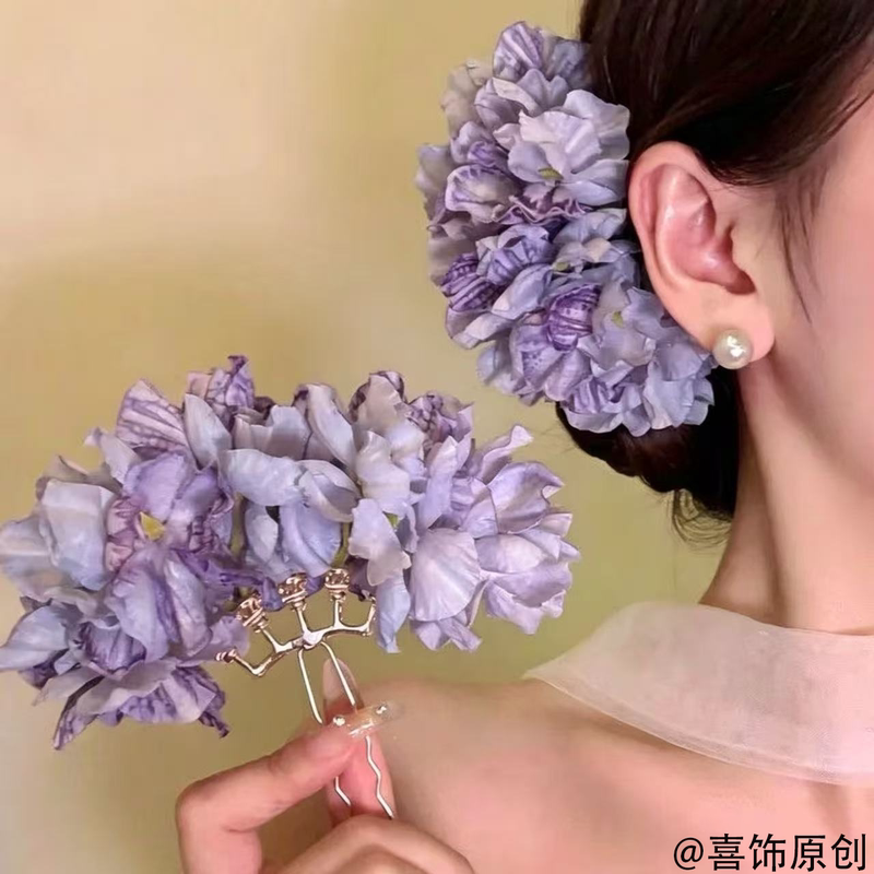 Atmospheric Purple Flower Hairpin for Women, Holiday Style Hairpin, New Chinese Style Hanfu Cheongsam Accessory, Stunning Hairpin Atmospheric Purple Flower Hairpin for Women, Holiday Style Hairpin, New Chinese Style Hanfu Cheongsam Accessory, Stunning Hairpin