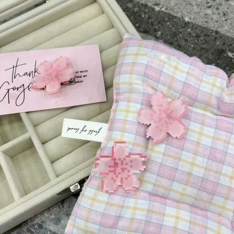 Cute Spring Pink Pixel Cherry Blossom Hairpin Girl Heart Sweet Flower Bangs Forehead Hairpin Side Hair Accessories Cute Spring Pink Pixel Cherry Blossom Hairpin Girl Heart Sweet Flower Bangs Forehead Hairpin Side Hair Accessories