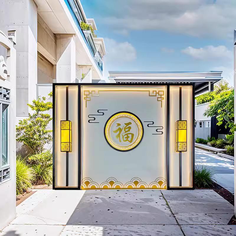 Stainless Steel Fortune Character Screen Partition Hollow-Out Garden Outdoor Villa Courtyard Screen Wall Metal Grille Outdoor Background Wall