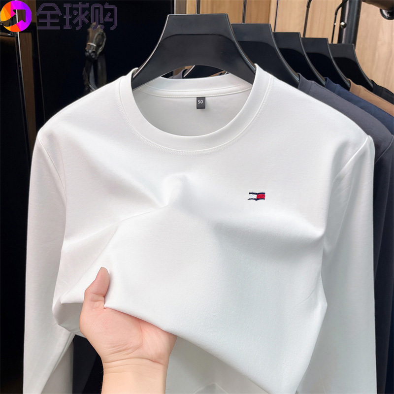 American Brand Authentic Tomny Tommy Long-Sleeve T-Shirt for Men, Autumn Light Luxury Solid Color Base Shirt, Heavyweight Cotton T-Shirt American Brand Authentic Tomny Tommy Long-Sleeve T-Shirt for Men, Autumn Light Luxury Solid Color Base Shirt, Heavyweight Cotton T-Shirt