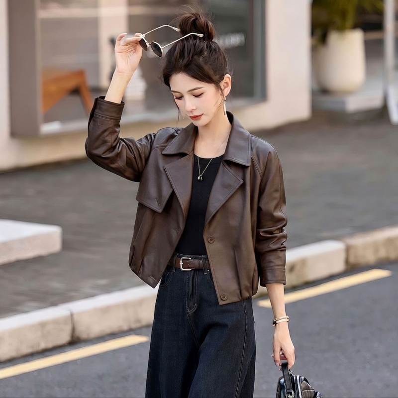 High-End Short Leather Jacket for Women, New Autumn Fashion Leather Jacket, Trendy and Age-Reducing Top for This Year High-End Short Leather Jacket for Women, New Autumn Fashion Leather Jacket, Trendy and Age-Reducing Top for This Year
