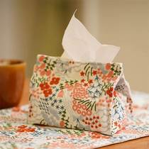Embroidered light luxury tissue bag fabric pastoral car office tissue cover home living room paper bag bedside tissue box