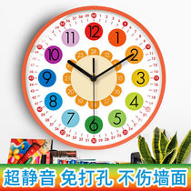 Childrens room Early learning Clocks Creative Cognition Clock Free of perforated walls walling bell bell