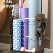 Storage basket with bucket wheel foam roller rack rack removable slit sports equipment yoga mat