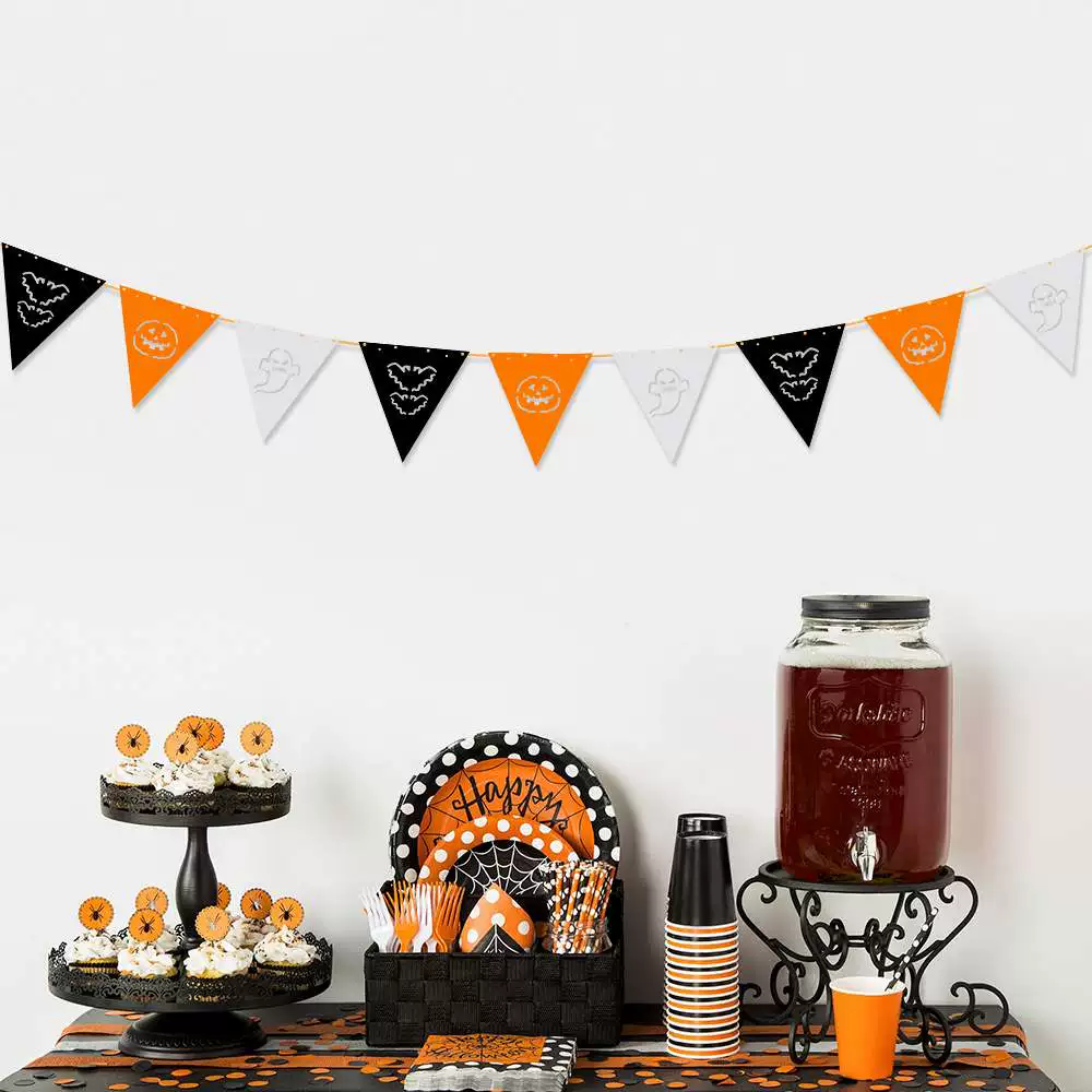 [Halloween Triangle Flag Ghost Bat Pumpkin Flag Ghost Festiv]