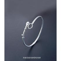 s990 pure silver simple round line bracelet diamond creative personalized key open silver bracelet for women