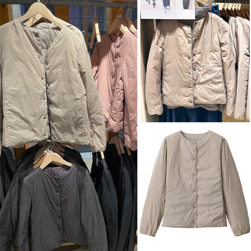 Japanese Style Lightweight down Portable Collarless Jacket for Women, Autumn and Winter Thin Warm Inner Short Coat Japanese Style Lightweight down Portable Collarless Jacket for Women, Autumn and Winter Thin Warm Inner Short Coat