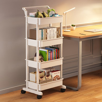 Bookshelf rack floor-standing multi-layer movable wheeled trolley snacks and sundries desktop reading storage