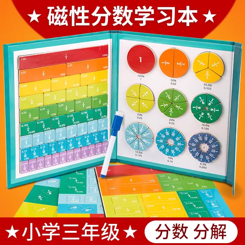 Elementary School Teachers Recommend 9.9 Yuan/103-Piece Set of Magnetic Fraction Discs Teaching Aids for Third-Grade Magnetic Fraction Operations