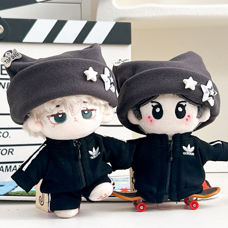 10cmコットン人形用服 アディダスセット、クールな猫耳帽子セット、人形服、アクセサリー