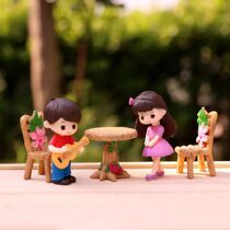 2pcs set Miniature Ornaments Boy Girl Guitar Sweety Lovers C