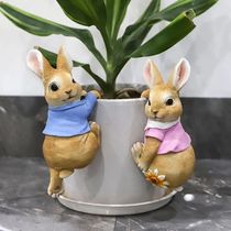 Funny Rabbit Statue Adorable Bunny Sculpture Resin Animal Fi