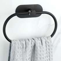 Stainless steel toilet black towel Towels around Nordic hotel bathroom towel ring wall hanging hardware
