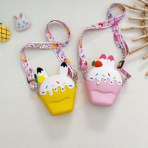 ??Cute Ice Cream Silicone Crossbody Bags for Girls Cartoon