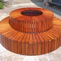 Anticorrosive wood tree surround chair special-shaped tree pool surround seat custom solid wood round stool park chair outdoor community