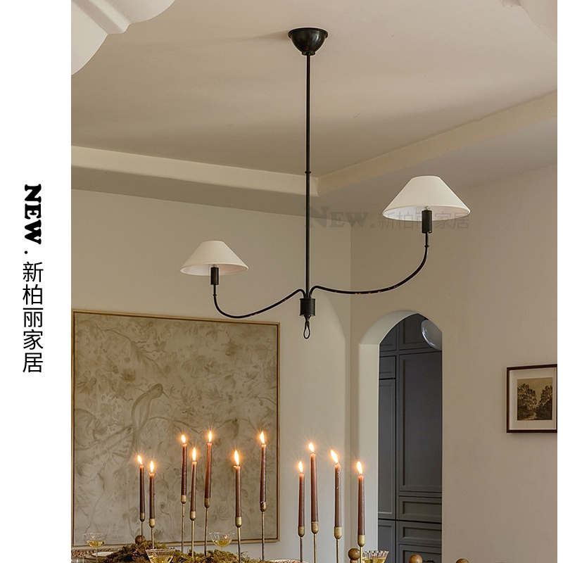 Vc1:1Griffin All-Copper American Retro Villa Dining Room Island Desk Linear Pendant Light Designer Lighting Fixture