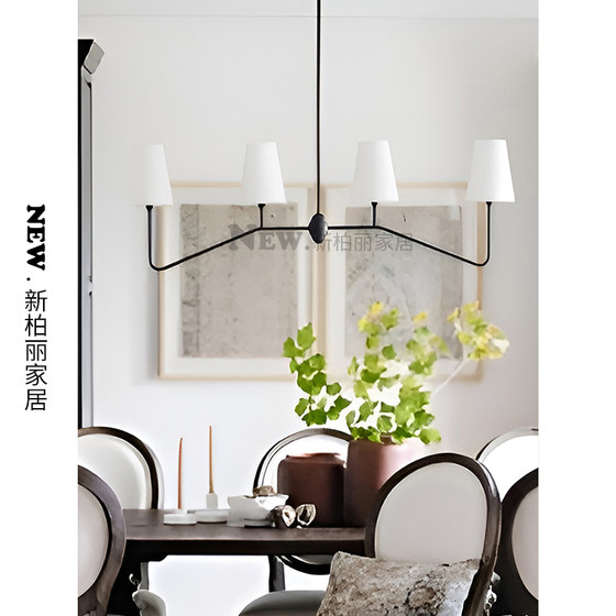 American-Style Vintage Vc1:1 Piaf All-Copper Dining Room Chandelier, French Retro Designer Island Table Tea Table Linear Chandelier
