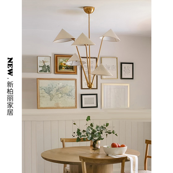 American-Style Vc1:1 Simple Retro Villa Living Room and Dining Room Chandelier Designer Creative and Unique French-Style All-Copper Chandelier