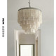 Italian Heart Shell Living Room Long Chandelier Light French Retro Creative Bedroom Study Dining Room Silver Foil Lamp