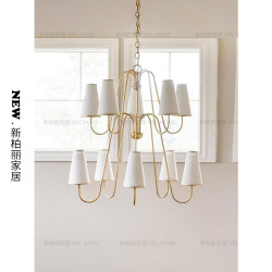 Vc1:1 American-Style Retro Villa Dining Room Bedroom Stairwell Double-Layer All-Copper Chandelier Designer-Recommended Chandelier