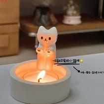 Cute kitten aromatherapy candle holder home atmosphere candle holder cartoon cat heating decoration base for men and women