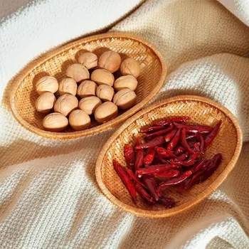 Bamboo storage basket, bamboo basket, bamboo tray, drying tray, oval smoke basket, bamboo products, basket snack basket