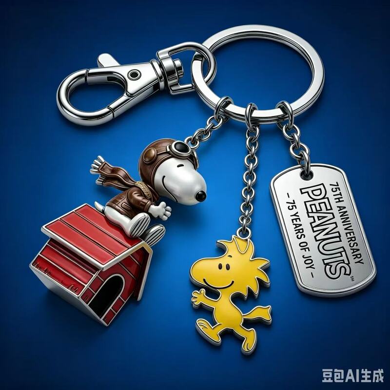 Snoopy 75Th Anniversary Edition 3D Metal Keychain Bag Charm Gift Snoopy 75Th Anniversary Edition 3D Metal Keychain Bag Charm Gift