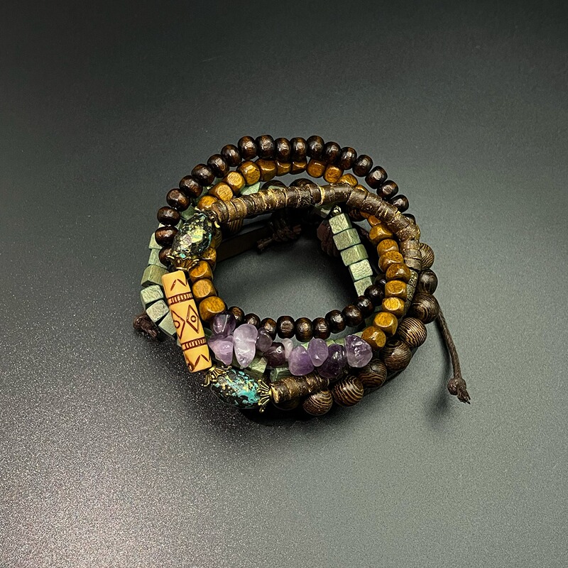 Vintage Purpled Wood Shards Bracelet