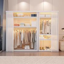 Open wardrobe metal coat rack simple rental bedroom wardrobe assembly floor-standing multi-layer storage shelf