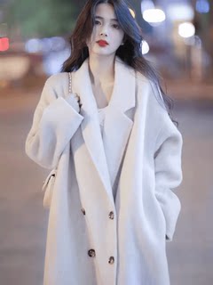 Wide-Cut High-End Women's Moonlight White Mid-Length 2024 Autumn and Winter New Loose Double-Sided Cashmere Coat Korean Style Jacket