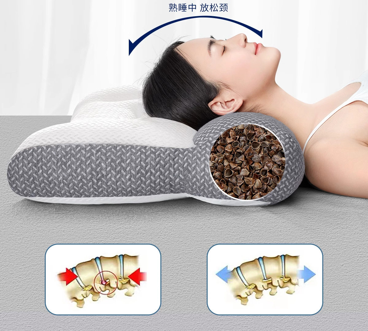 Подушка 枕头助睡眠反弓反牵引颈椎枕修覆曲度变直单人枕芯睡觉专用护颈枕