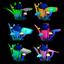 Fish tank landscaping coral simulation silicone artificial underwater luminous colorful leaves small fish scenery decoration simulation coral