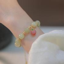 Douyin Live Broadcast Hetian Jade Peach Bracelet Retro Style Light Luxury Niche Design Peach Agate Bracelet for Girlfriend