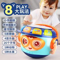 儿童玩具手拍鼓婴儿0-1岁早教灯光投影音乐眨眼不倒翁拍拍鼓