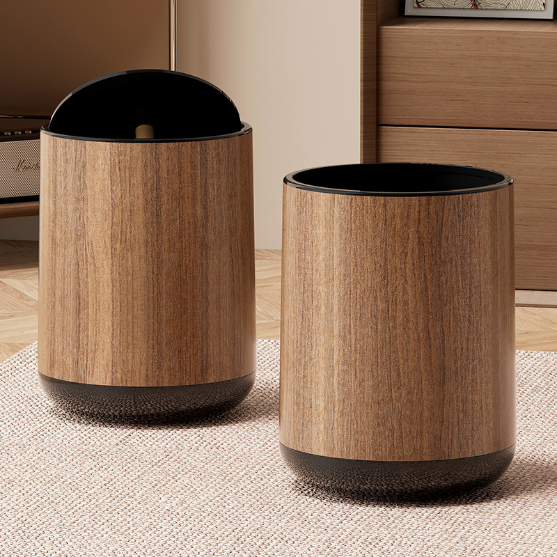 木目調ゴミ箱 家庭用 2025年新スタイル 高い価値 カバー付き リビングルーム キッチン 寝室 トイレ ルーム バスルーム レトロスタイル