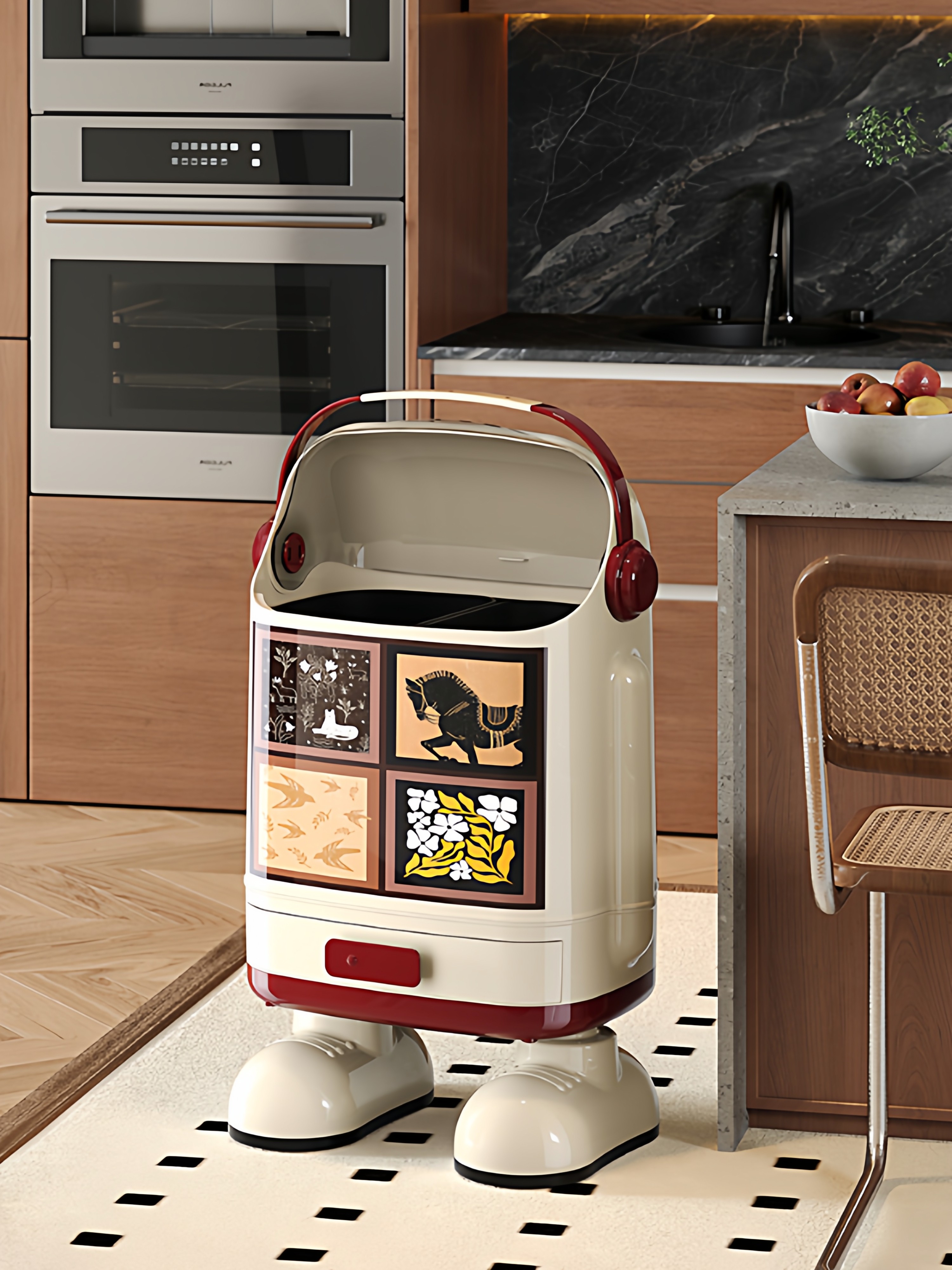 Kitchen Trash Can for Home Use with Lid, 2025 New Model, Japanese-Style Large Capacity, High Model, Odor-Proof, for Separating Dry and Wet Waste