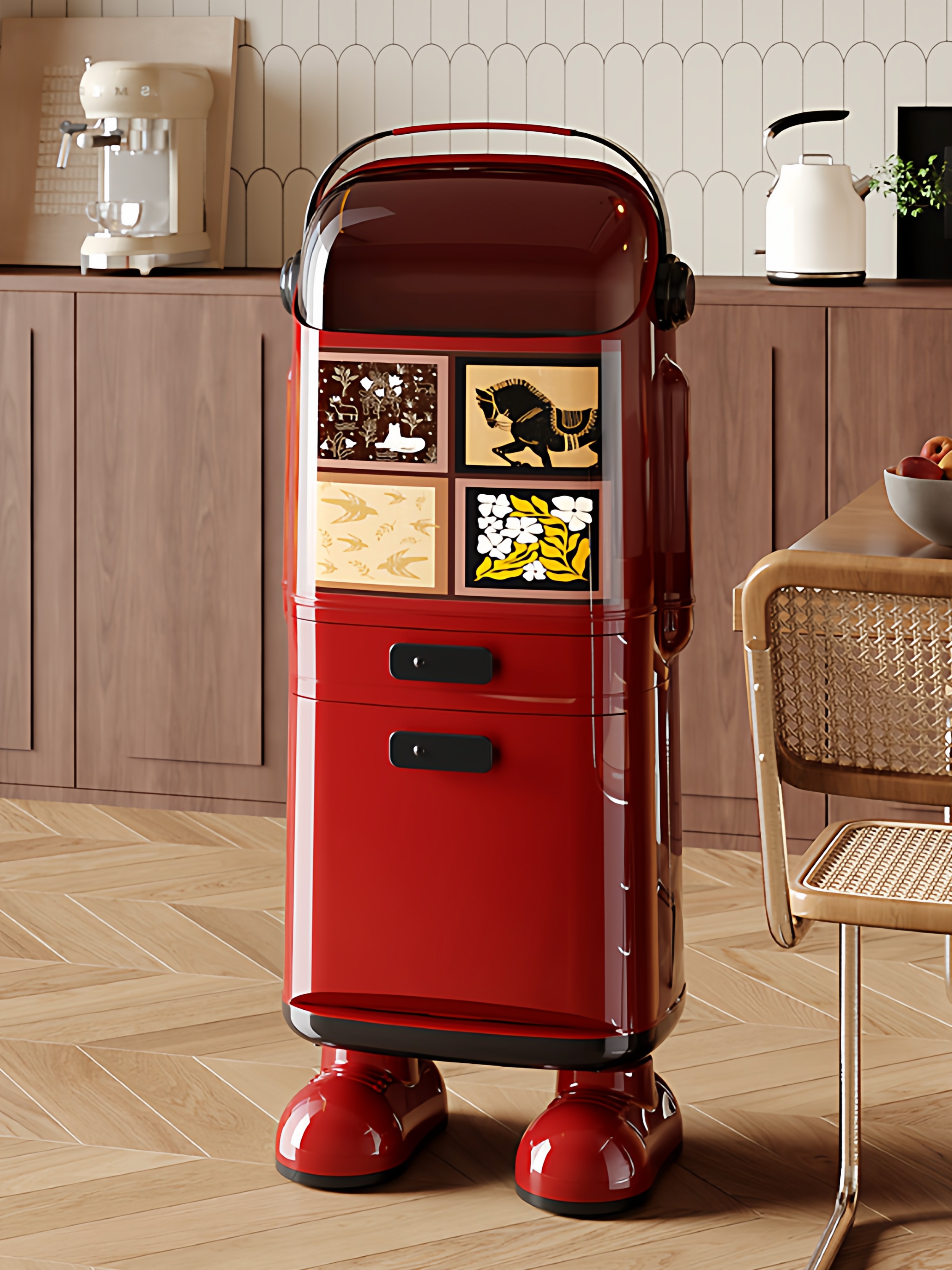 Kitchen Trash Can for Home Use with Lid, 2025 New Model, Japanese-Style Large Capacity, High Model, Odor-Proof, for Separating Dry and Wet Waste