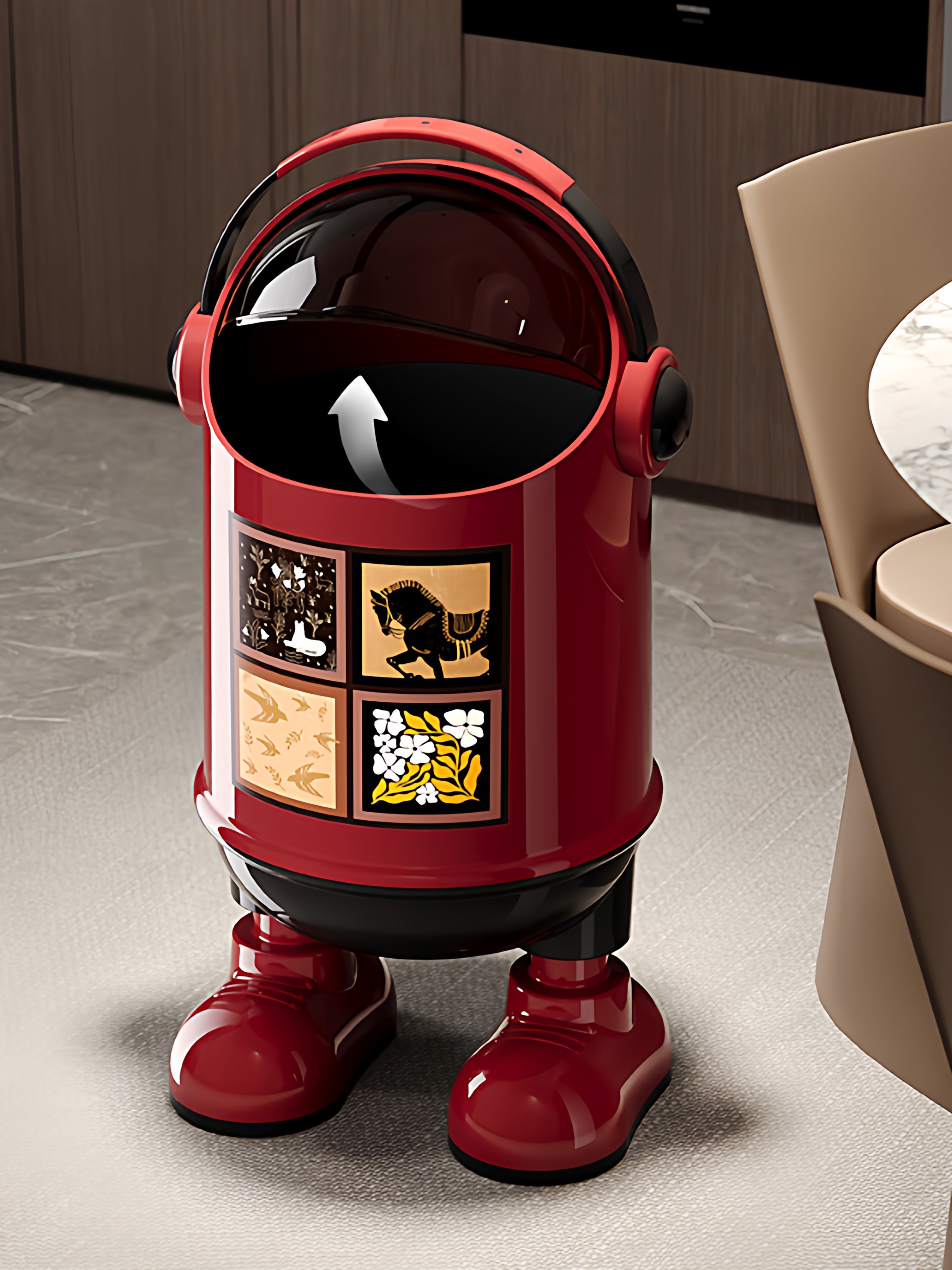 Trash Can for Home Use 2025 New Model Light Luxury High-End Kitchen Bathroom Toilet Living Room Vintage High Aesthetic Large Capacity