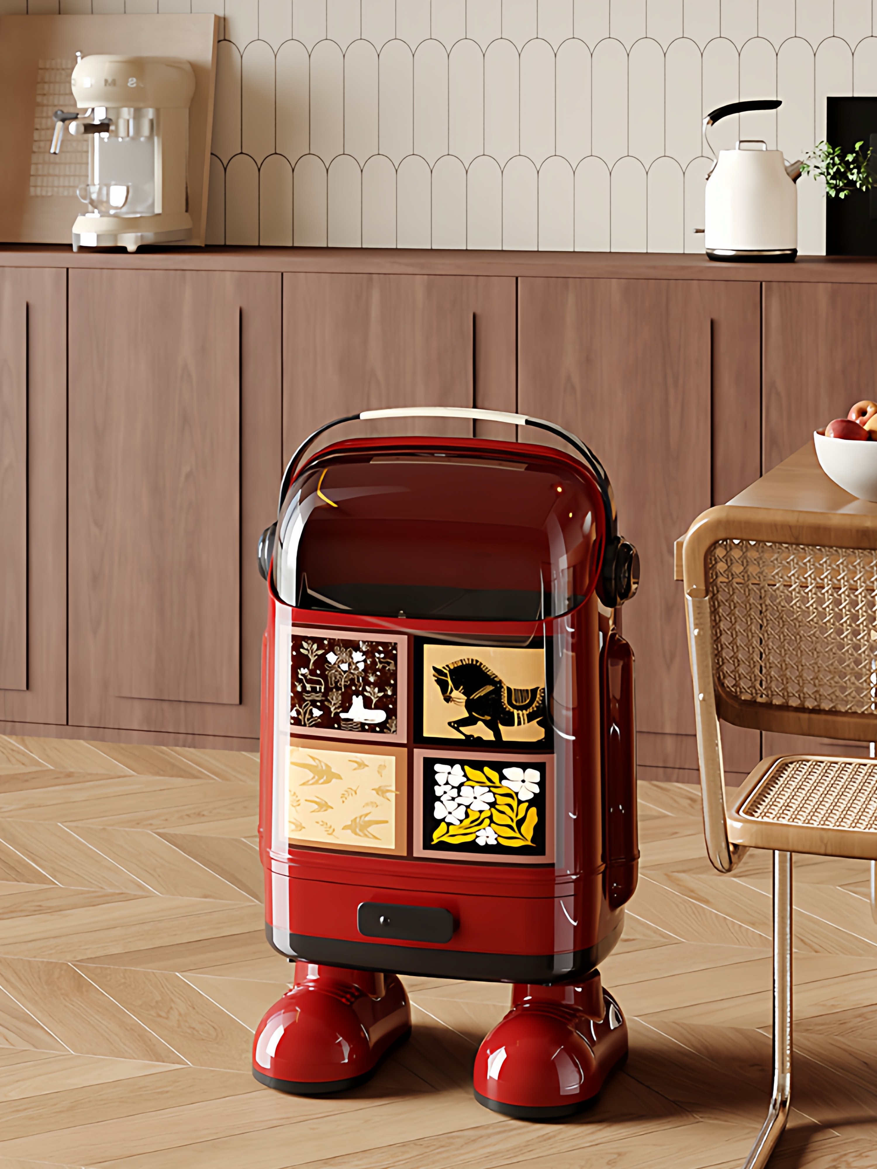 Kitchen Trash Can for Home Use with Lid, 2025 New Model, Japanese-Style Large Capacity, High Model, Odor-Proof, for Separating Dry and Wet Waste