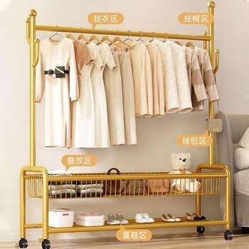 Jianshe easy clothes rack lying-on floor hanging clothes room removable light household storage basket living room apx clothes