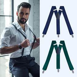 Men's Suspenders with Hooks, Adult Elastic Hook Clips for Trousers, Anti-Slip Pants Clips, Vintage Gentleman Style