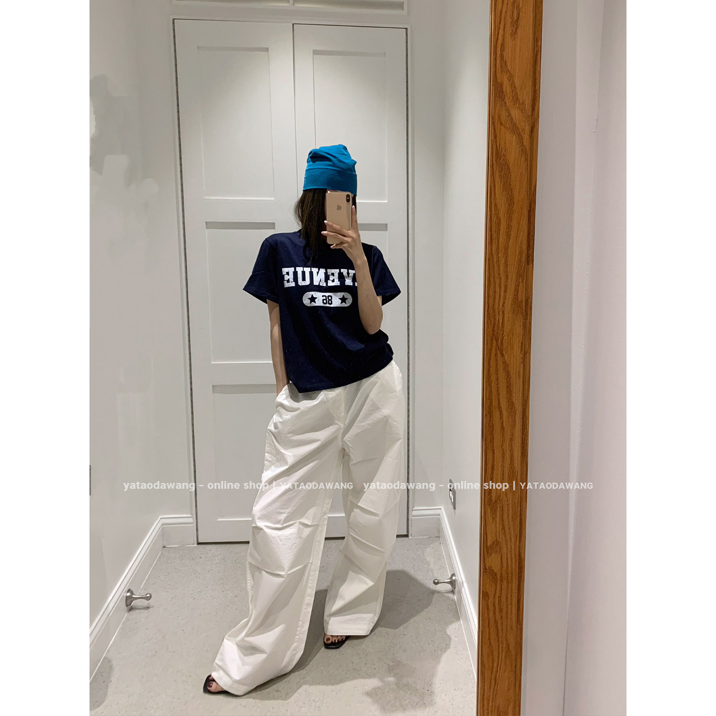 牙套大汪 Футболка с буквенным принтом, короткий рукав, 2 цвета