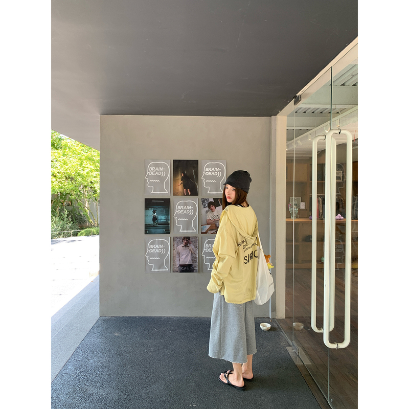 Braces-Style [Versatile for Commuting] Lightweight Long-Sleeve Loose Drop-Shoulder Cardigan Casual Lazy Sweatshirt Jacket