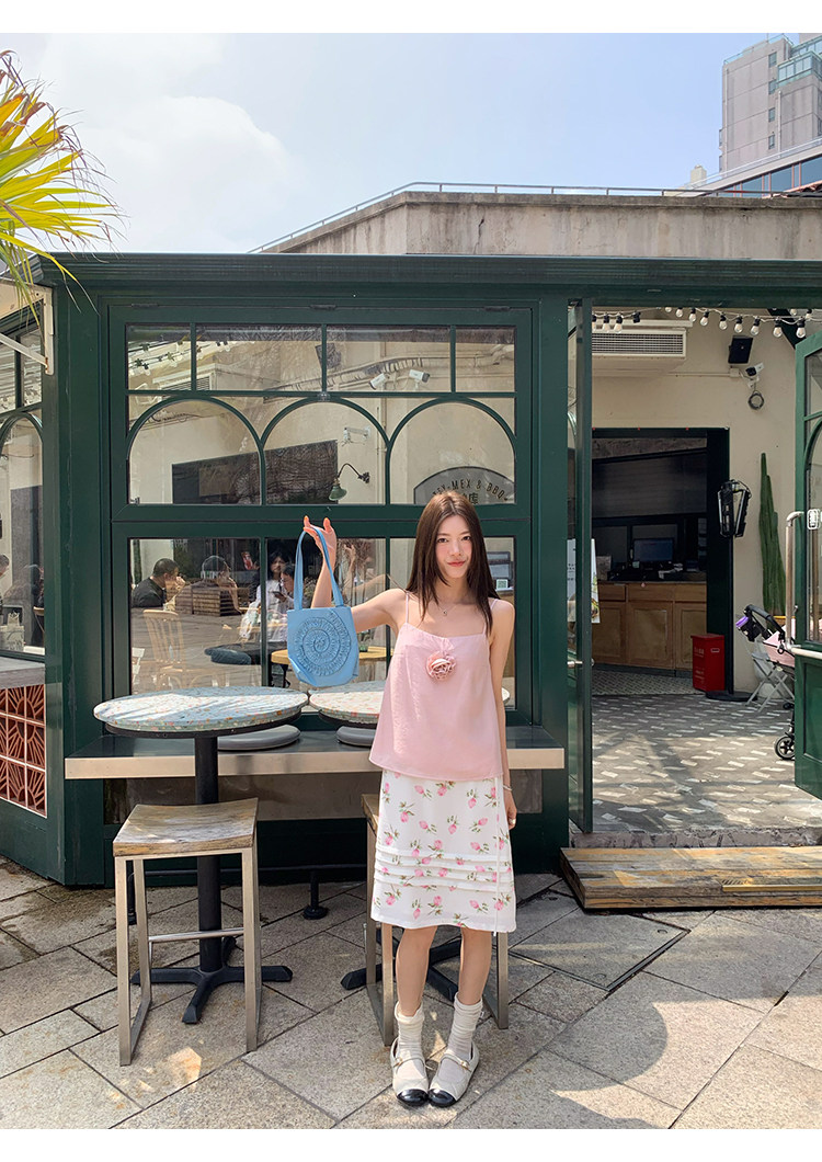 牙套大汪【Тайный сад】Нежная юбка из шифона с цветочным принтом, завязками по бокам и эластичным поясом со складками