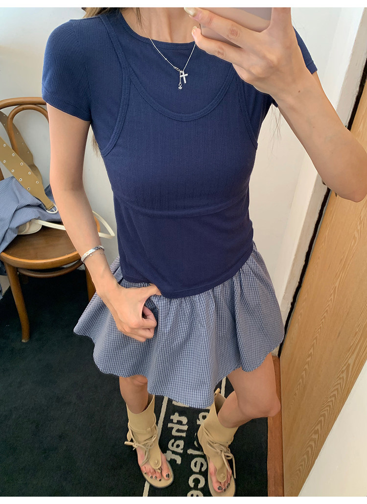 牙套大汪 Стильный комплект из двух предметов с майкой в корейском стиле